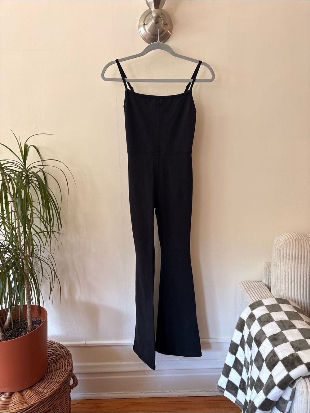 Wilfred Free Aritzia Black Slim Spaghetti Strap Jumpsuit Minimalist One Piece
